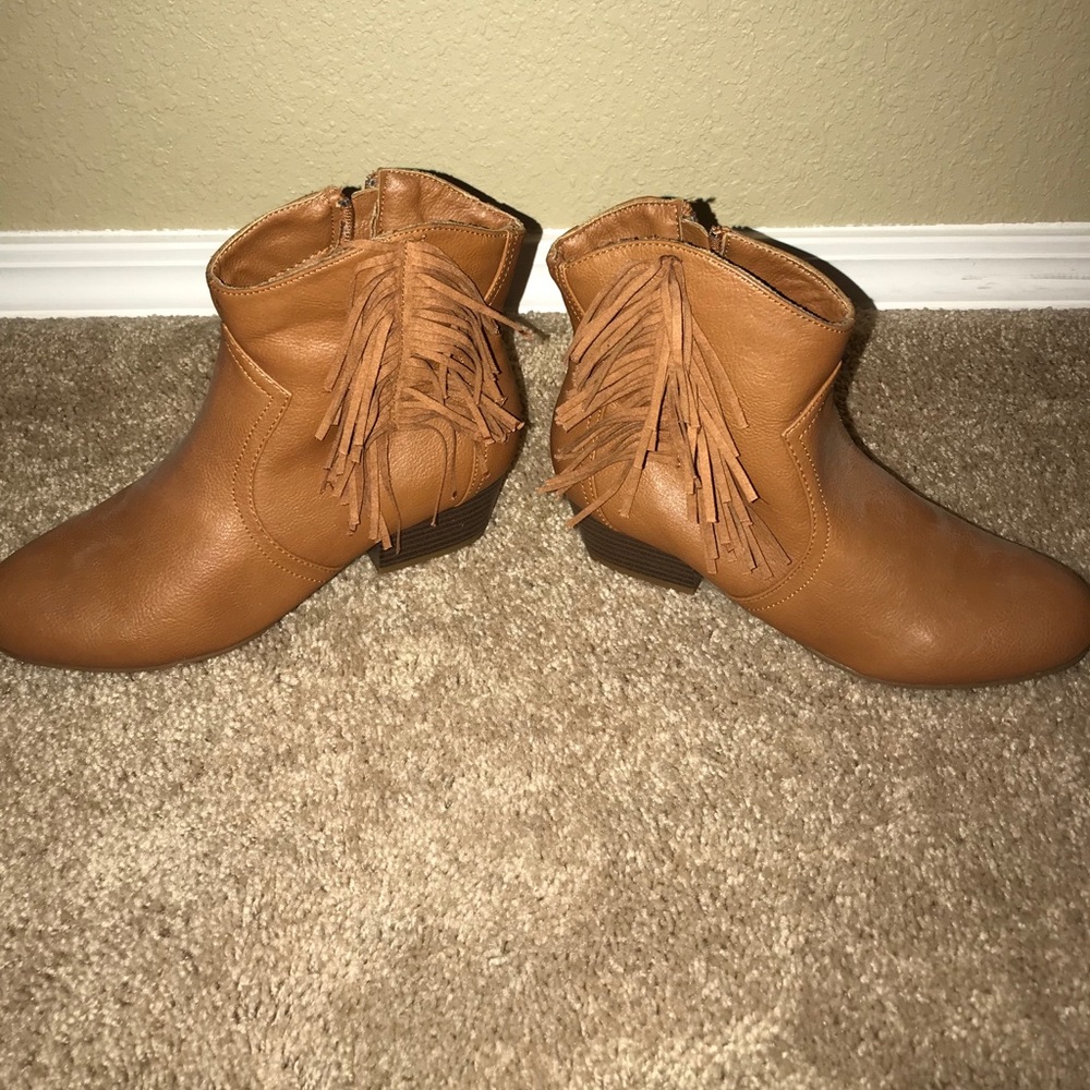 Brown western ankle boots